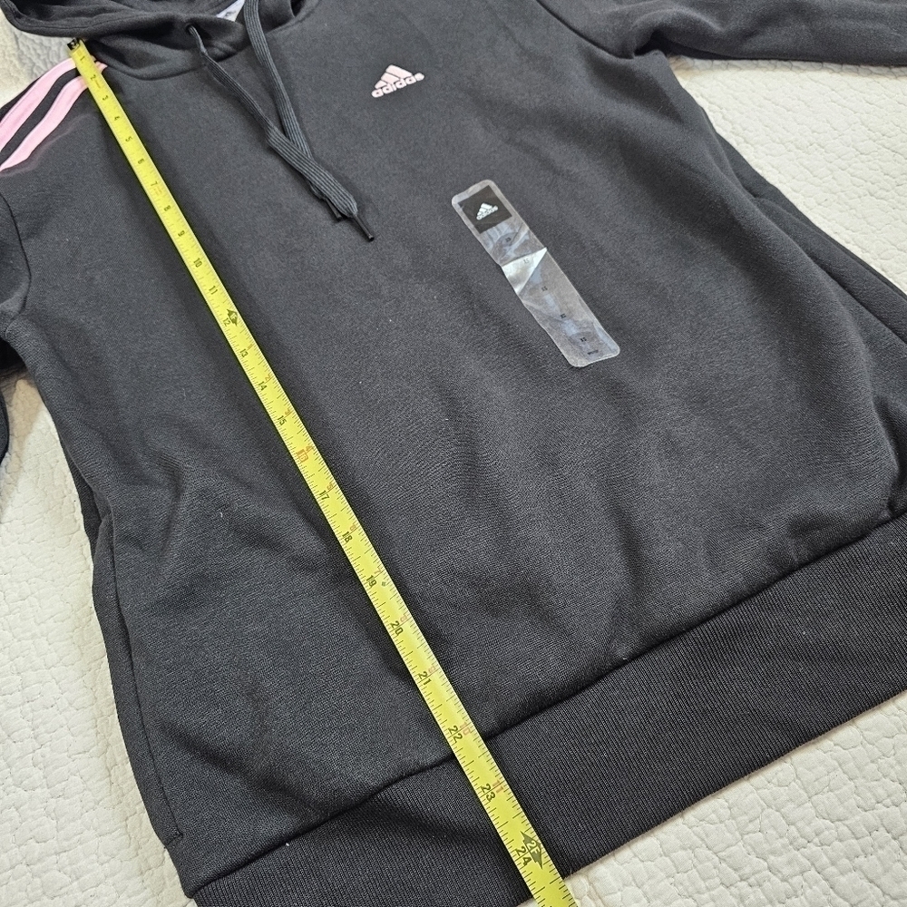 NWT Adidas Black and Pink 3-Stripes Hoodie - Picture 5 of 8